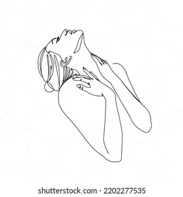 Female Outline Sketch Line Art Design Stock Illustration