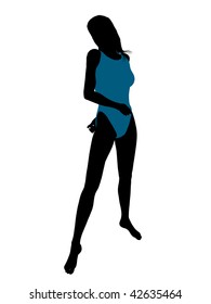 Female Swimsuit Illustration Silhouette On White Stock Illustration