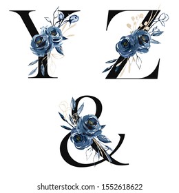 Floral Alphabet Letters Set Watercolor Flowers 스톡 일러스트 Shutterstock