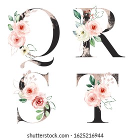 Alphabet Floral Letters Set Watercolor Flowers Ilustraci N De Stock