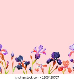 Floral Seamless Border Frame Watercolor Drawing Stock Illustration