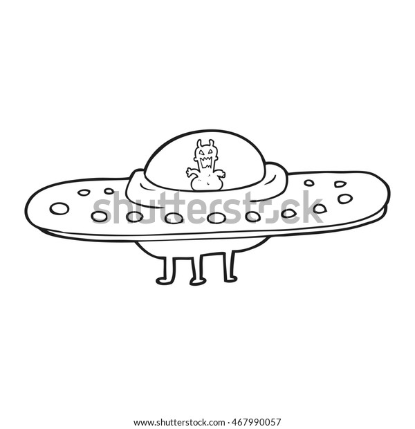 Freehand Drawn Black White Cartoon Flying Stock Illustration