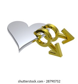 Gold Gay Sex Symbol Linked Silver Stock Illustration