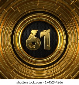 Gold Number Number Sixtyone Perforated Stock Illustration