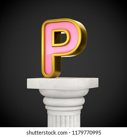 Golden Letter P Uppercase D Render Stock Illustration