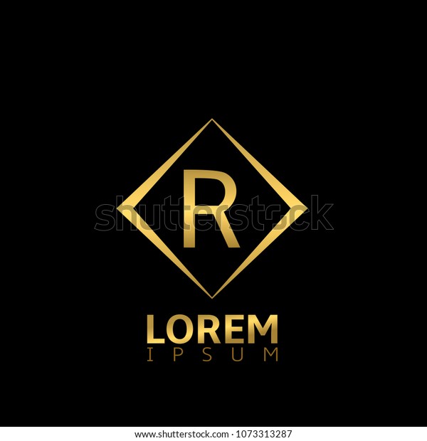 Golden R Letter Logo Template Business Stock Illustration