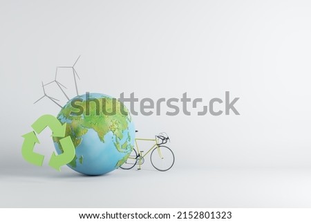 Green eco globe on white background with mock up place. Environment and ecology concept. 3D Rendering