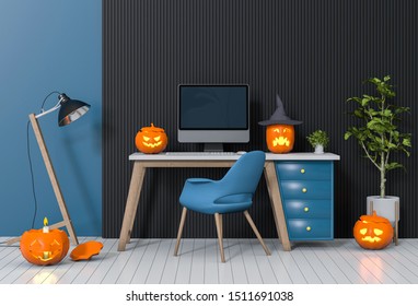 D Render Halloween Party Living Room Stock Illustration