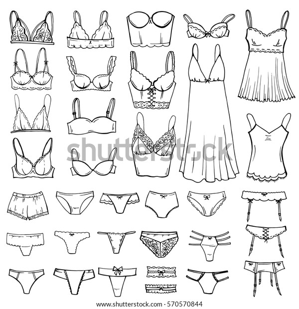 Hand Drawn Sketch Lingerie Set Fashion Stockillustration 570570844