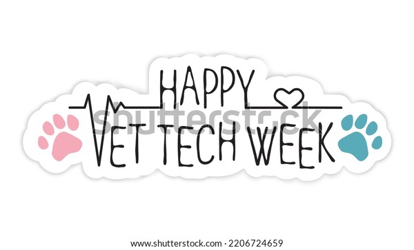 Happy Vet Tech Week Greeting Card Stock Illustration