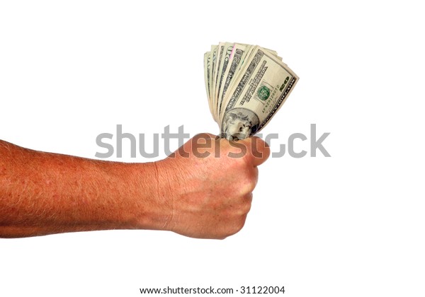 Human Arm Holds Cash Money Isolated Stock Illustration