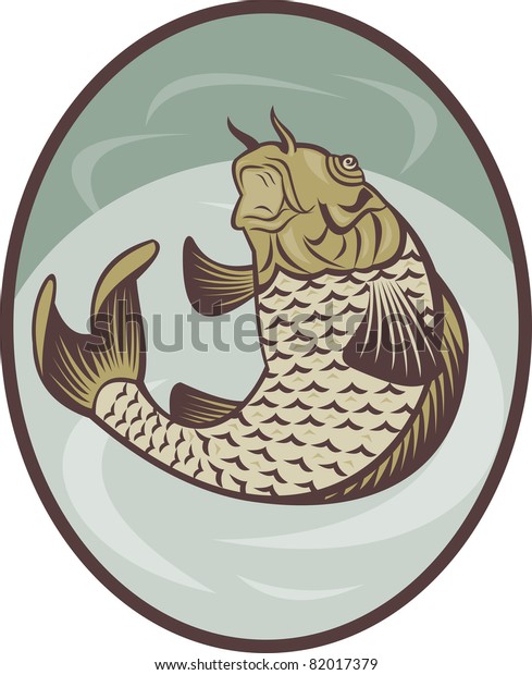 Illustration Koi Carp Fish Jumping Set Stock Illustration