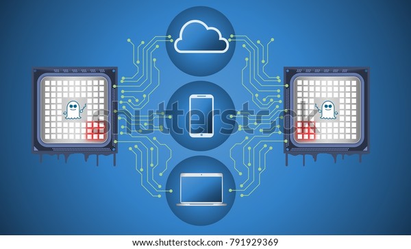 Illustration Processor Affected By Meltdown Spectre Stock Illustration