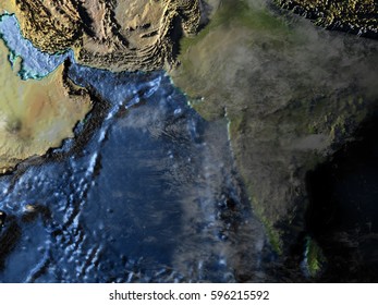 Indian Subcontinent On 3d Model Earth Stock Illustration 596215592