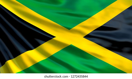 Jamaica Flag Waving Flag Jamaica D Stock Illustration