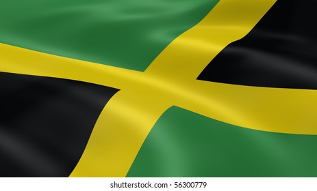 Jamaica Flag Waving Wind National Flag Stock Illustration