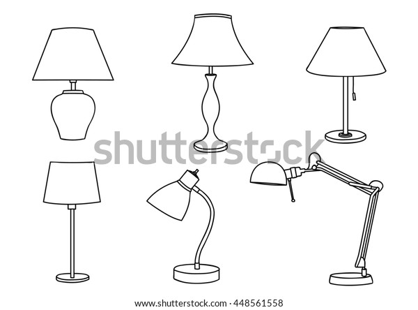 Lamps Furniture Set Light Design Electric Stock Illustration