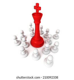 Leadership Concept Red Chess King Pawns Stock Illustration