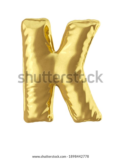 Letter K 3d Golden Balloon Shape Stock Illustration 1898442778