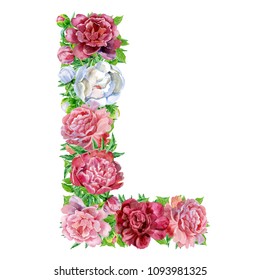 Number One Watercolor Flowers Isolated Hand