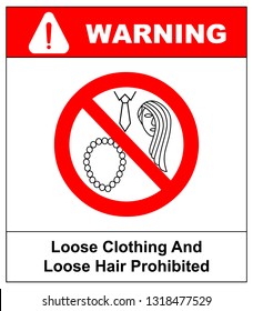 Loose Clothing Long Hair Prohibited Sign Stock Illustration