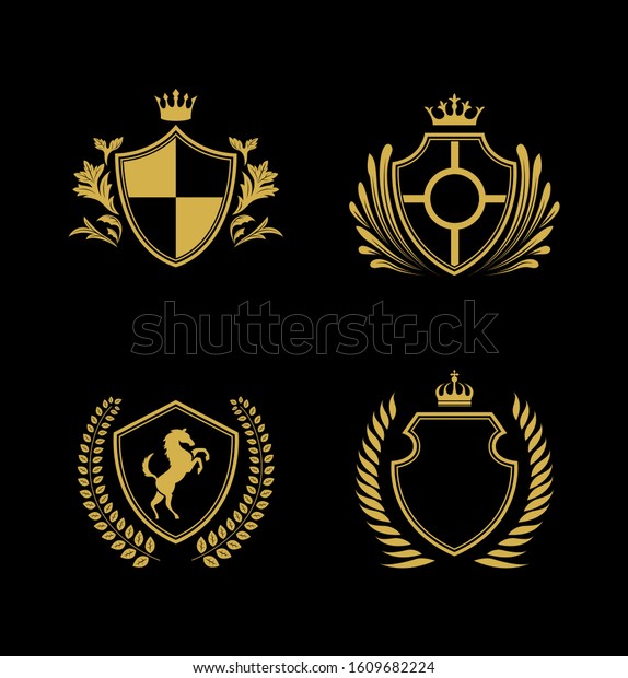 Luxury Shield Logo Design Set Stock Illustration