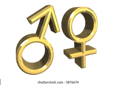 Male Female Sex Symbols Golden Isolated Ilustra Es Stock