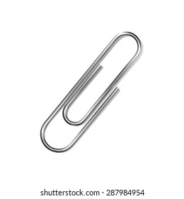 Metallic Paper Clip Isolated On White Stock Illustration