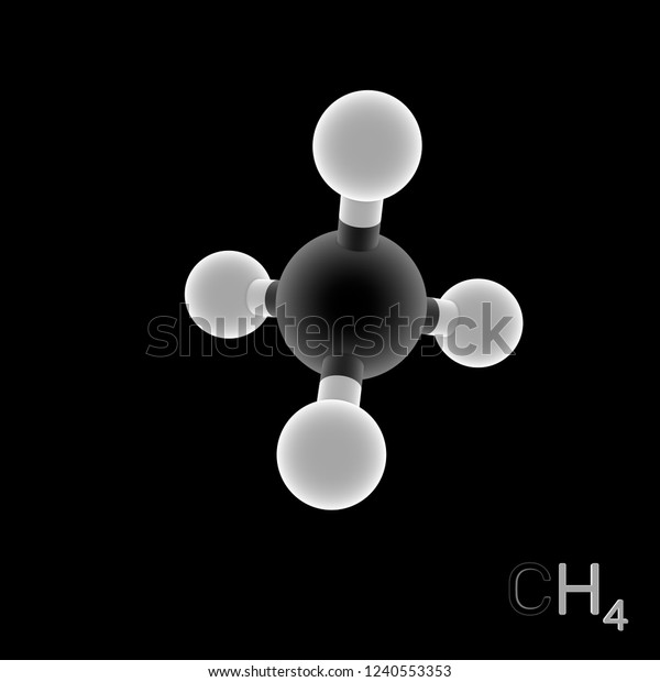 Methane Model Molecule Isolated On Black Stock Illustration 1240553353