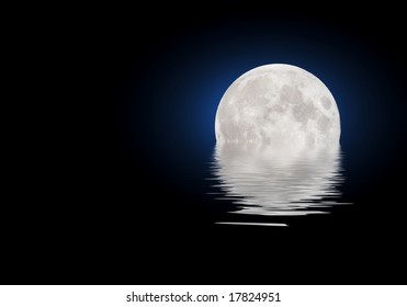 Full Moon Over Cold Night Water Stock Photo Edit Now