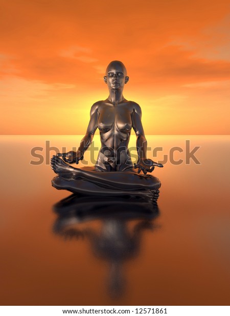 Naked Girl Lotus Pose Fantasy D Stock Illustration Shutterstock