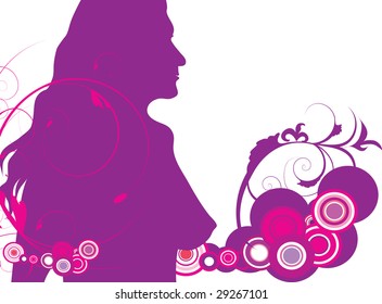 Naked Woman On Purple Circle Background Stock Vector Royalty Free