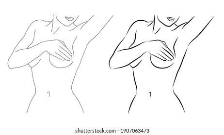 Naked Woman Poses Outline Silhouette Stock Illustration