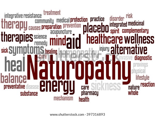 Naturopathy Word Cloud Concept On White Stock Illustration