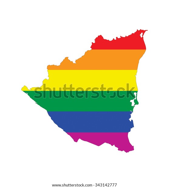 Nicaragua Country Gay Pride Flag Map Stock Illustration