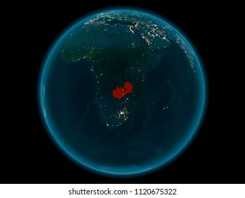 Night Above Zambia Highlighted Red On Stock Illustration 1120675322