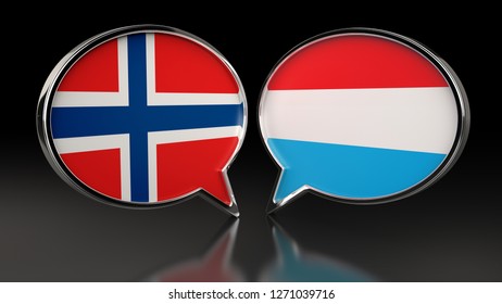 Norway Luxembourg Flags Speech Bubbles D Stock Illustration