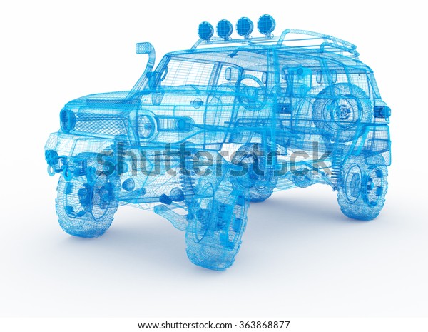 Offroad Car Design Wireframe Model Stock Illustration 363868877