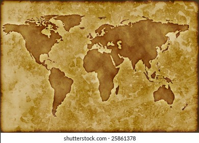 Ilustrasi Stok Old Vintage World Map Showing Earth