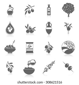 Olives Flat Icons Set Tree Oil Stock Vector Royalty Free 231031423