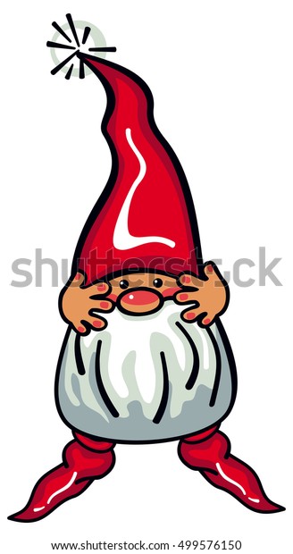 One Cute Gnome Beard Long Red Stock Illustration