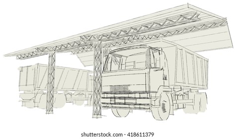 Sketch Delivery Truck Lorry Stock Illustration 366809465 Shutterstock