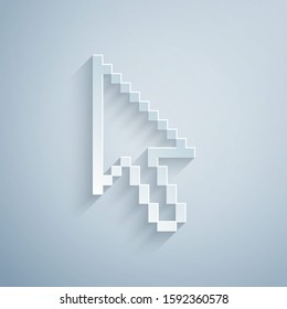 Paper Cut Pixel Arrow Cursor Icon Stock Illustration 1592360578