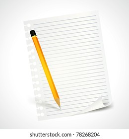 Lesson Pencil Notebook Icon Flat Illustration Stock Vector Royalty