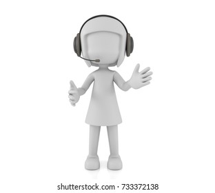 D Illustration White People Listening Enjoying Stock Illustration