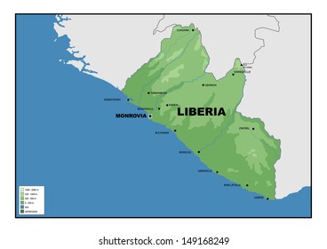 Physical Map Liberia Stock Illustration 149168249 Shutterstock