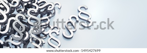 Pile Silver Paragraph Symbols Lying On Stock Illustration 1495427699