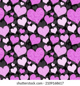 Pink Black Heart On Seamless Background Stock Illustration