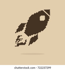 Pixel Art Vector Icon Rocket Spaceship Stock Vector Royalty Free