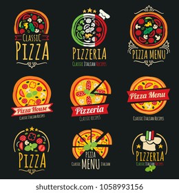 Pizza Pizzeria Label Logo Elements Menu Stock Vector Royalty Free